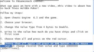 Texas Holdem Poker  Hack. Using Cheats Engine