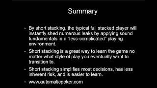 Learning Poker By Short Stacking