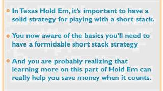 Texas Hold Em – Strategy for Playing With a Short Stack