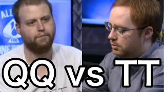QQ vs TT|texas hold’em|Poker Database| Short stack strategy is so risky
