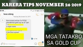 KARERA TIPS NOVEMBER 26 2019 by MASTER MANDARAYA