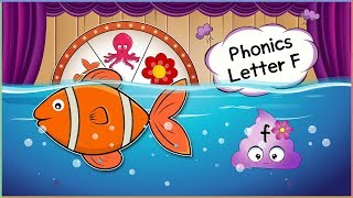 Letter F | Phonics | Flower, Fish, Flute | Words | Phonics Song | Roulette Game | Kids English