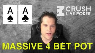 Poker Strategy: Tough Spot With Pocket Aces in Massive 4 Bet Pot