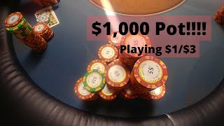 HUGE $1,000 Pot playing $1/$3 – BIGGEST Win of the Vlog – Poker Vlog 2019 Ep 9 – Poker Vlog 1/2