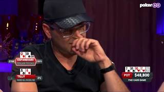 Antonio Esfandiari induces Jennifer Tilly drawing dead