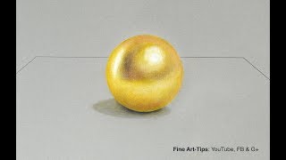 How to Draw a Gold Sphere With Color Pencils – Narrated