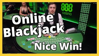 FUN ONLINE BLACKJACK SESSION! NICE WIN!