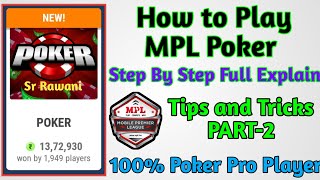 How to Play in Poker Mpl Game kaisa khele Poker Tips and Tricks {Part-2}2020