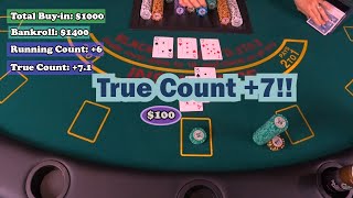 Two decks blackjack COUNTING CARDS challenge. Start bankroll $1000. Day 1 / Day 30.