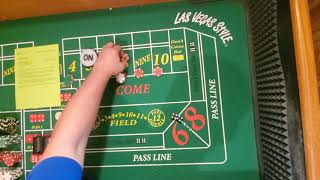 Craps strategy,  Kjohnston101915  variation for $64 across