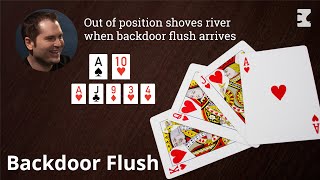 Poker Strategy: Out of position shoves river when backdoor flush arrives