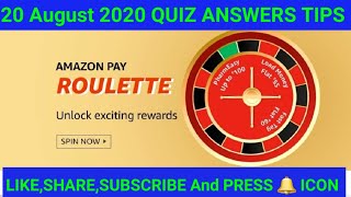 Amazon Roulette QuizAnswers Today | 20 August  | Amazon Pay Roulette Answers |