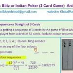 Probability in the Game of Poker with 3 Cards and 5 Cards Straight Flush Doubles Exam Questions