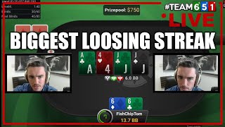 The longest loosing streak in Twitch history ending with a win against a Legend I HS Poker spin&go