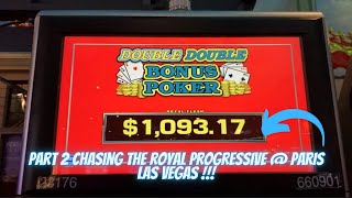 PT. 2 going for the progressive royal flush ddb video poker at Paris Las Vegas !! 💵💵💵