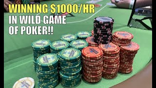 I Win $1000/Hr In Crazy Game Of Poker!! Poker Vlog Ep 148