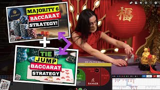 Majority 6 + Tie Jump Baccarat Strategy on STAKE Bitcoin Casino!