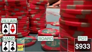 ALL-IN! 72 vs AA ($1000 POT!) // Texas Holdem Poker Vlog 17