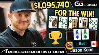 Jason KOON with the NUT FLUSH in a $25,500 Poker Tournament!