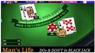 Do & Don’t in BLACKJACK ONLINE GAMING