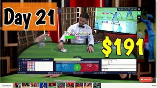 Baccarat Winning Strategy 3% Challenge -$191 Bankroll – Day 21