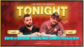 JOHNNIE VIBES Commentates on CRAZY ACTION ANTE GAME w/ Mike Matusow & Pablo
