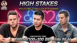 🔴 HIGH STAKES $50/50/100+100 BBA No Limit Texas Hold ’em! Cash Game ♠ Live at the Bike! Poker