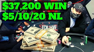 Player WINS $37,200 at $5/10/20 No Limit Hold’em