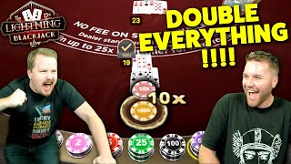 New Blackjack Strategy — DOUBLE EVERYTHING! (Lightning Blackjack)