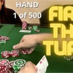 Hand 1 of 500 – POKER LESSON on Learning to BET THE TURN in $2/$5 No Limit Cash