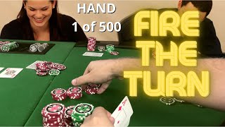 Hand 1 of 500 – POKER LESSON on Learning to BET THE TURN in $2/$5 No Limit Cash