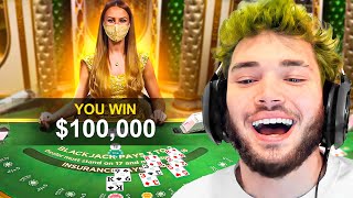 Adin Ross plays a $100,000 BLACKJACK Hand!