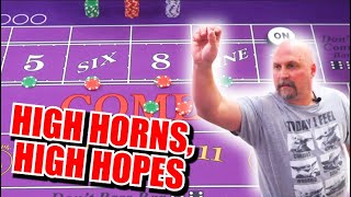 🔥HIGH HORNS, HIGH HOPES🔥 30 Roll Craps Challenge – WIN BIG or BUST #155