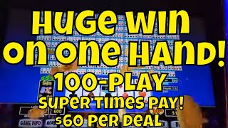 Huge Video Poker Win on One Hand! 100-Play Super Times Pay