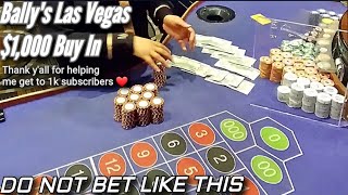 Live roulette at Bally’s Las Vegas in FIRST PERSON POV (1k Subscriber special Big bets)