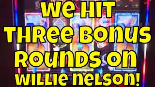 3 Different Bonus Hits on Willie Nelson Slot Machine!