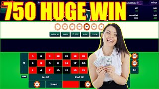 750 HUGE WIN | Best Roulette Strategy | Roulette Tips | Roulette Strategy to Win