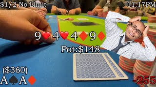 I fold aces on a double paired board!
