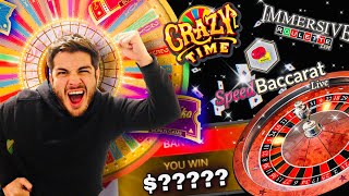 Switching Between Roulette, Baccarat & Crazy Time To Get a Big Win!!!