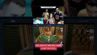 NELKBOYS WIN BIG ON BLACKJACK AND JUMP IN POOL #nelkboys #blackjack #shorts #bigwin