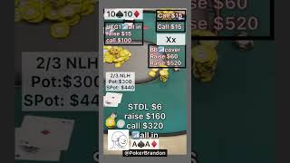 AA – preflop all in 3 ways – 2/3 NLH – #pokerbrandon #poker #pokerstrategy  #badbeat #pokertips #pov