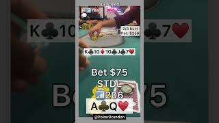 AQ off – snap call, read like a book – 2/3 NLH – #pokerbrandon #poker #pokerstrategy  #badbeat #pov