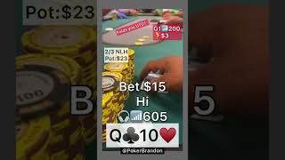 Q10 off – They Check? Bet. – #pokerbrandon #poker #pokerstrategy  #pokerreels #pokertips #pokerhand