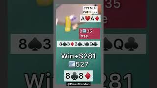 88 off – cracking Aces – #pokerbrandon #poker #pokerstrategy #pokerreels #pokertips #pokerHand #aa