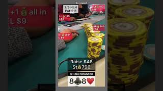 88 o – Hollywood – #pokerbrandon #poker #pokerstrategy  #pokerreels #pokertips #AA  #pokerJohn