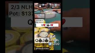 QJ suit – small ball hero – 2/3 NLH – #pokerbrandon #poker #pokerstrategy  #badbeat #pokertips #pok