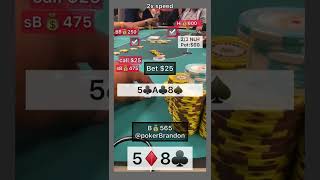 58 o – 2Pair to Straight-Bluff – #pokerbrandon #poker #pokerstrategy  #pokerreels #pokertips #AA