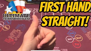 FIRST HAND STRAIGHT!  ULTIMATE TEXAS HOLDEM HIGH LIMIT!