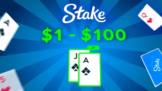 $1 TO $100 CHALLENGE on STAKE BLACKJACK! (Success)