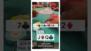 JQ o – Q high Bluff – #pokerbrandon #poker #pokerstrategy  #pokerreels #pokertips #AA  #pokerHands